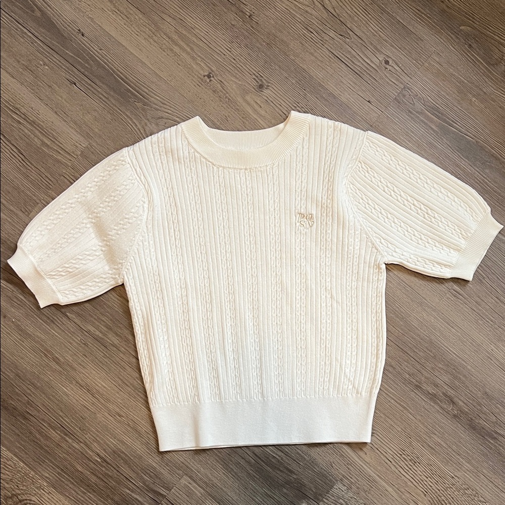Romeo Cream Cable Knit Short Sleeve Sweater